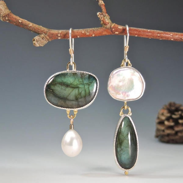 Pendientes de Plata Vintage con Piedras Naturales