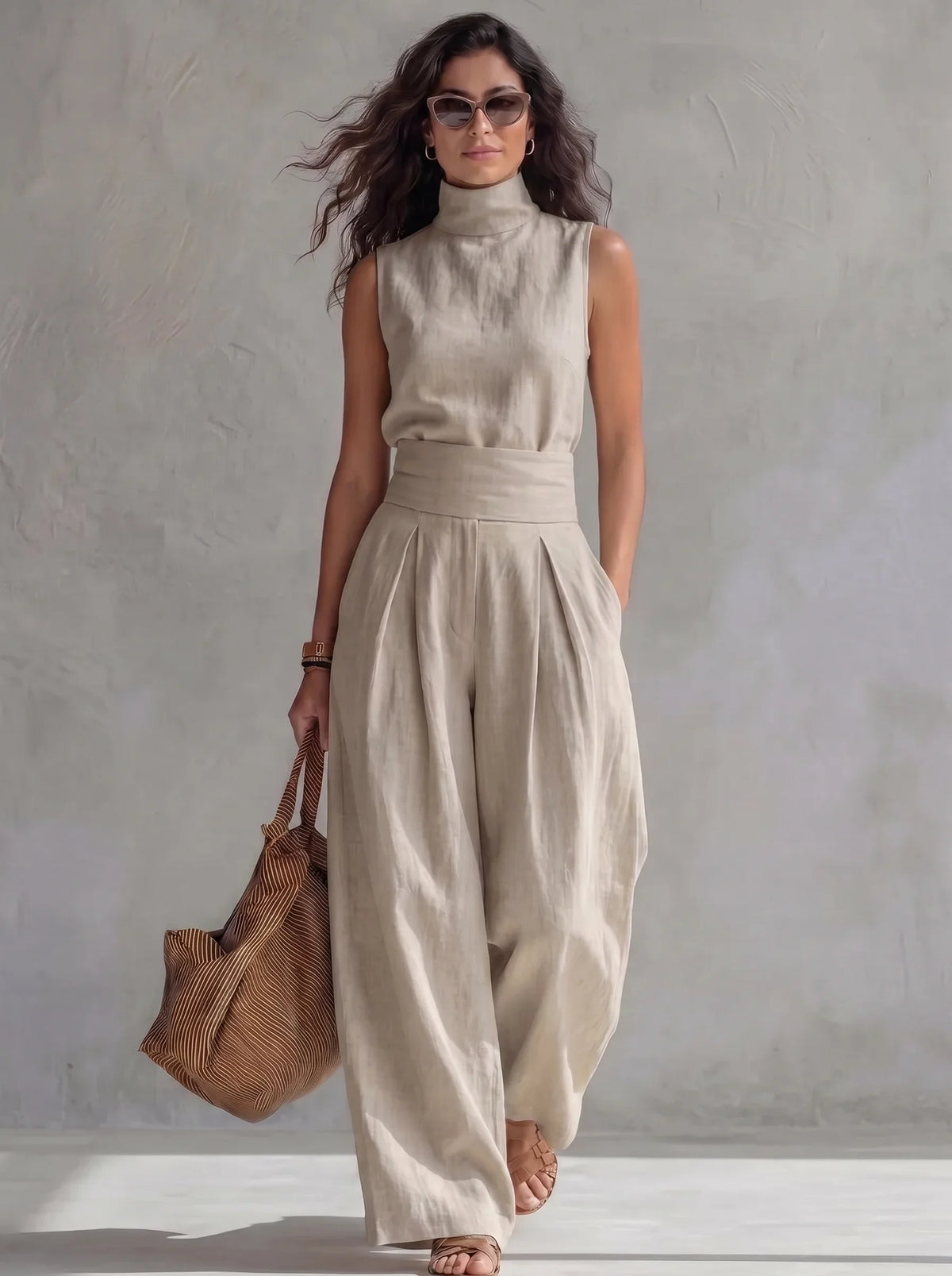 María | Conjunto elegante de pantalón ancho y top