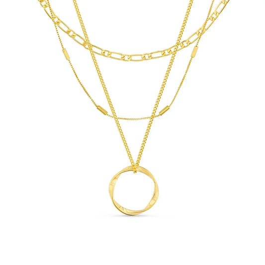 Collier à Cerceau Ouvert à Trois Rangées en Or