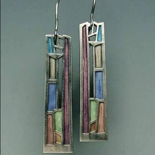Pendientes Vintage en Plata Multicolor