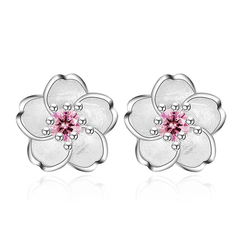 Pendientes de Botón Floral con Zircones