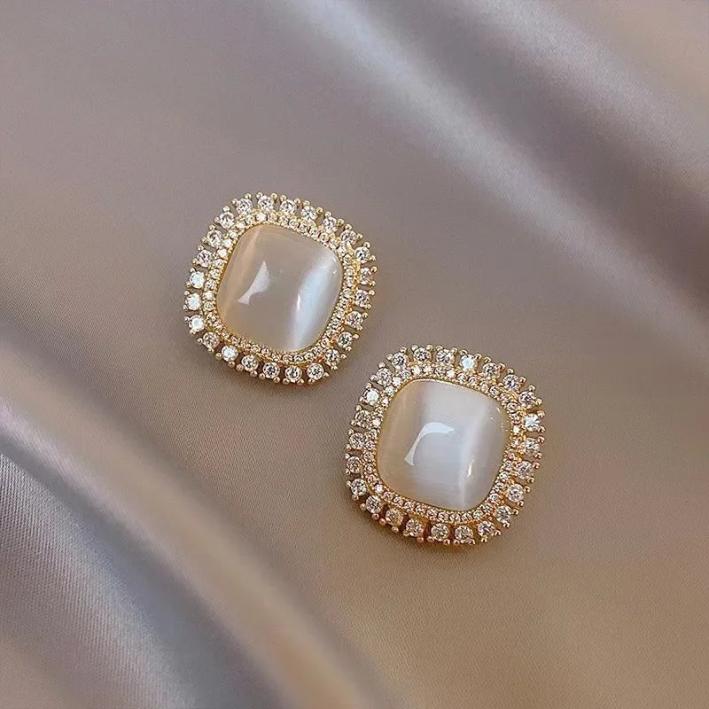 Pendientes Chic Cuadrados con Ópalo y Zircones