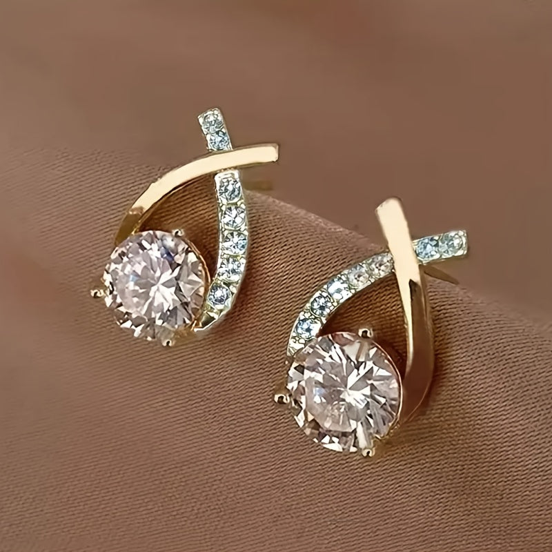 Pendientes de Cruz Dorada con Zircones